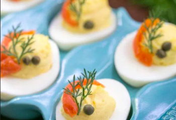 Smoked Salmon-Everything Bagel Deviled Eggs