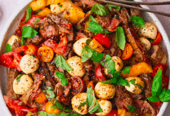 Flank Steak Caprese Pasta Salad